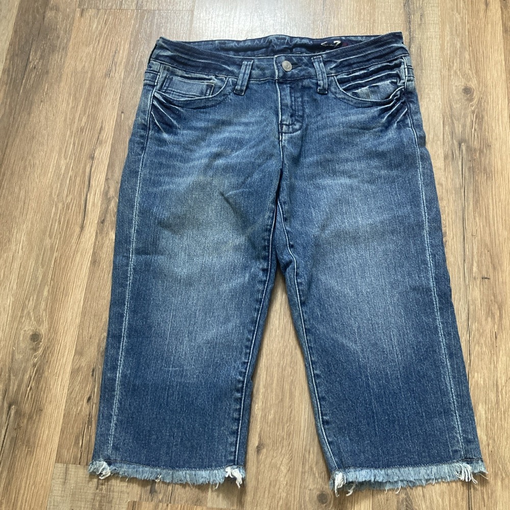7 For Allβ Mankind Women's Size 29 Dojo Cropped Capri Jeans Frayed Hem